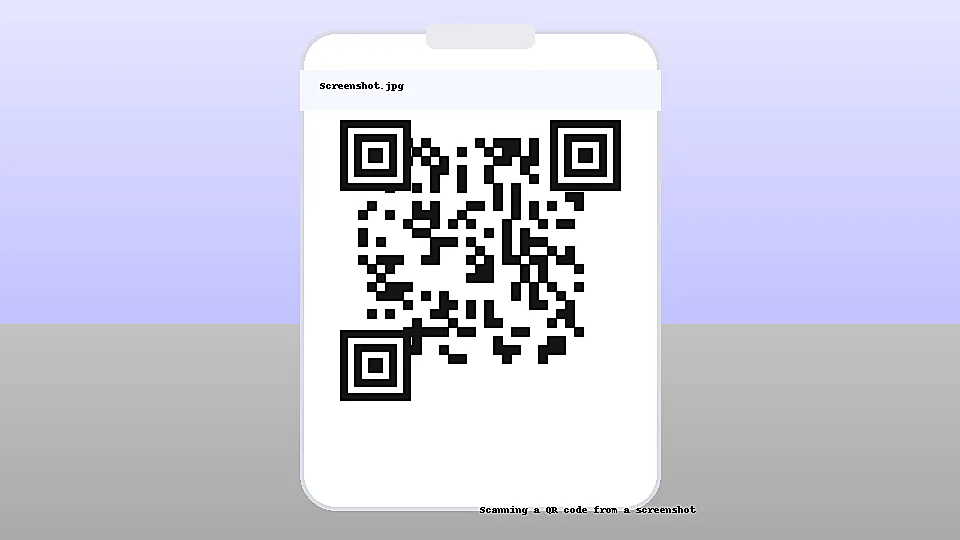 Phone screen showing a clear QR code screenshot being scanned successfully